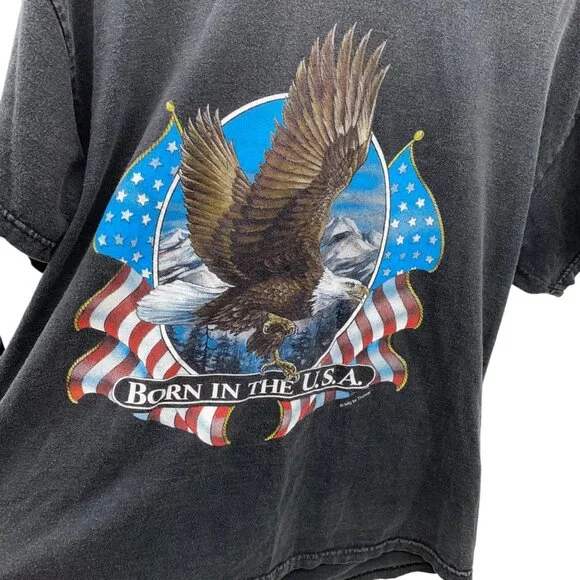 Vintage Born in The USA Eagle Tshirt XL Black - Picture 1 of 4